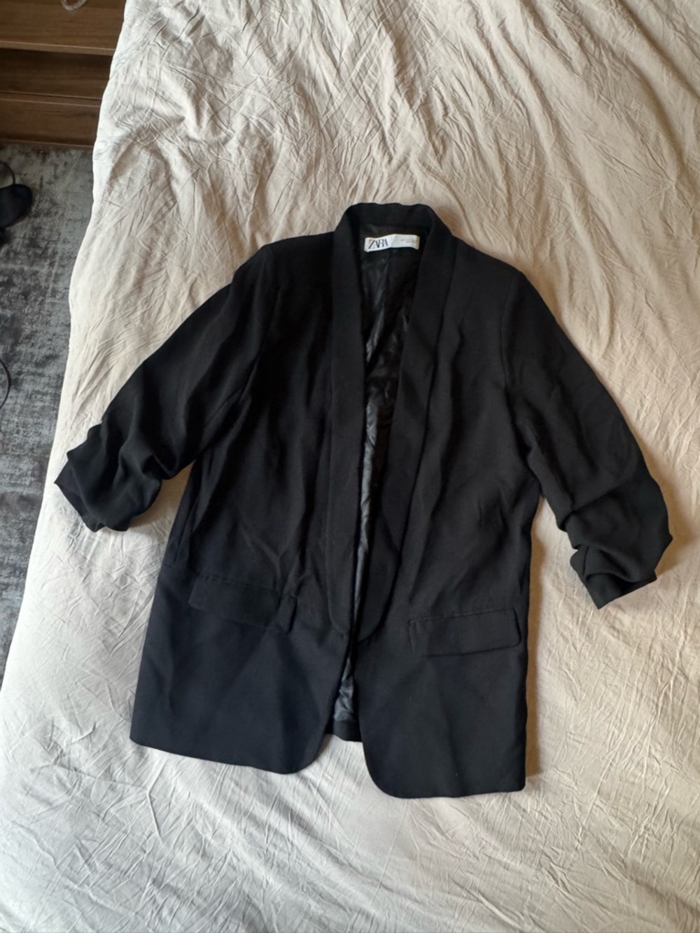 Zara Black Open-Front Blazer - Classic Lightweight Jacket